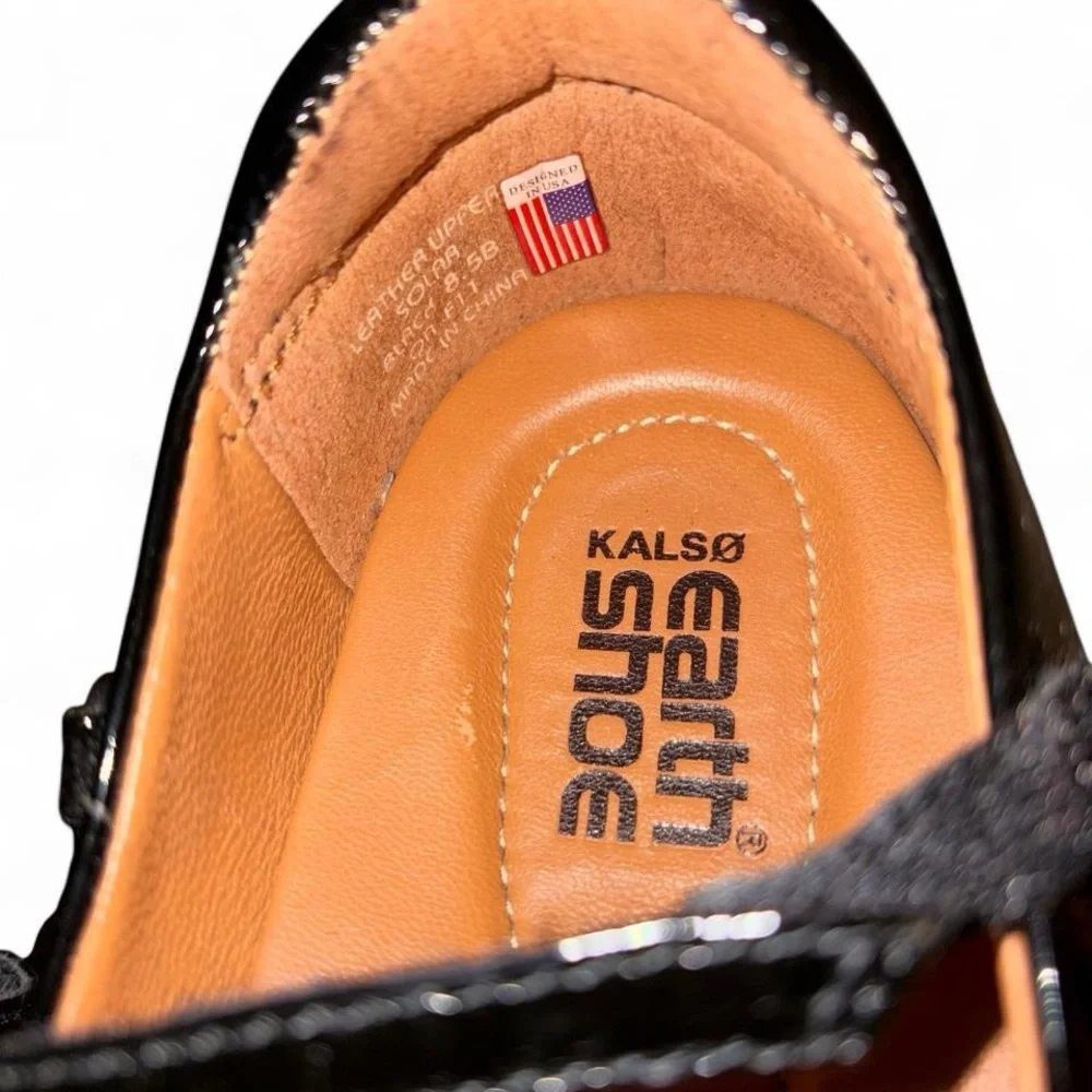 Earth Black Patent Mary Jane Flats with Strap